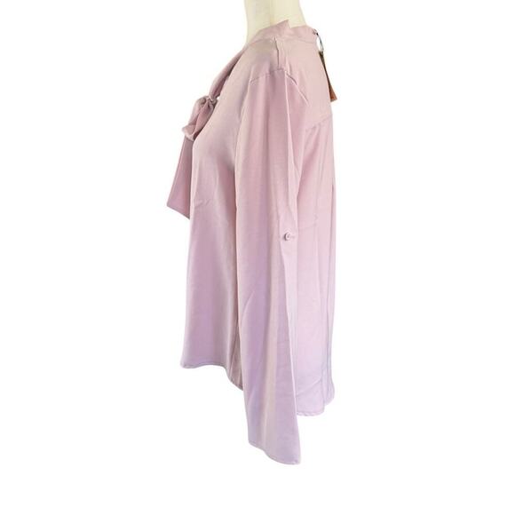Moyabo Blouse Chiffon Career Top Bow M Pink Office Siren Corp Core Button Up NWT - Picture 2 of 13